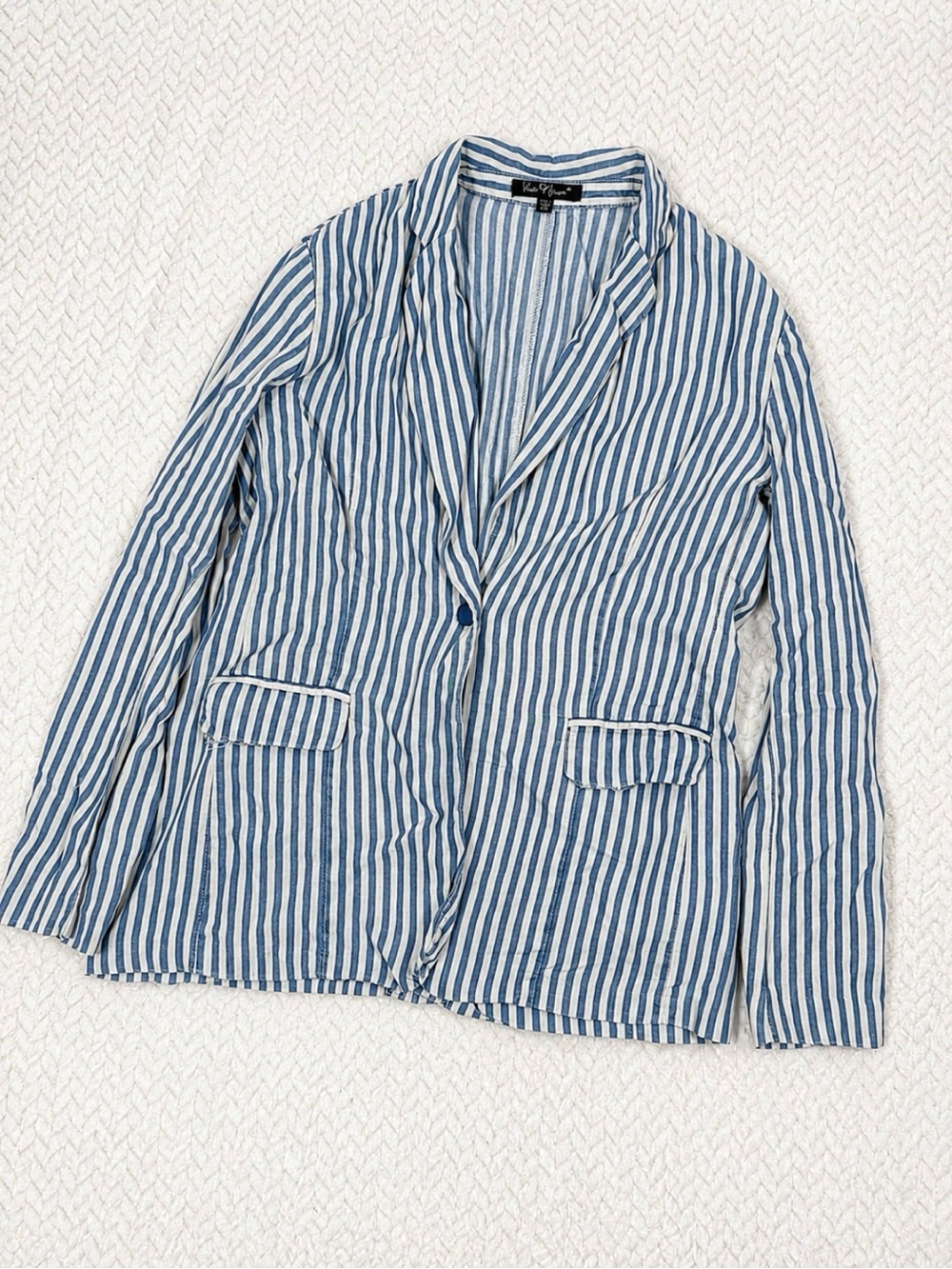 Velvet Heart Blue & White Stripe Tencel Blazer Jacket XS